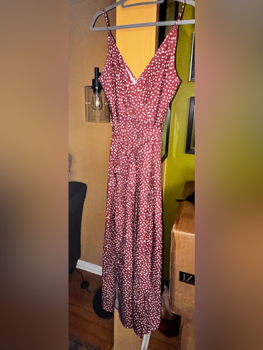 Sleeveless Rust Polka Dot Maxi Dress